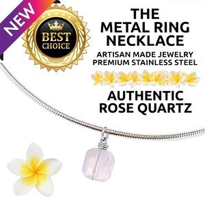 Island Sunset Artisan The Metal Ring Necklace-ROSE QUARTZ